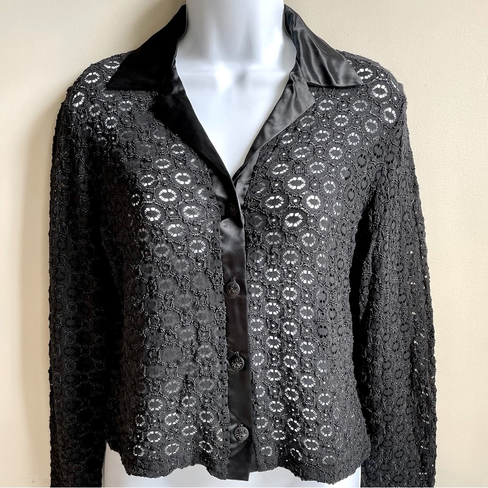 90’s See Thru Lace - Stretch Lace & Satin Blouse